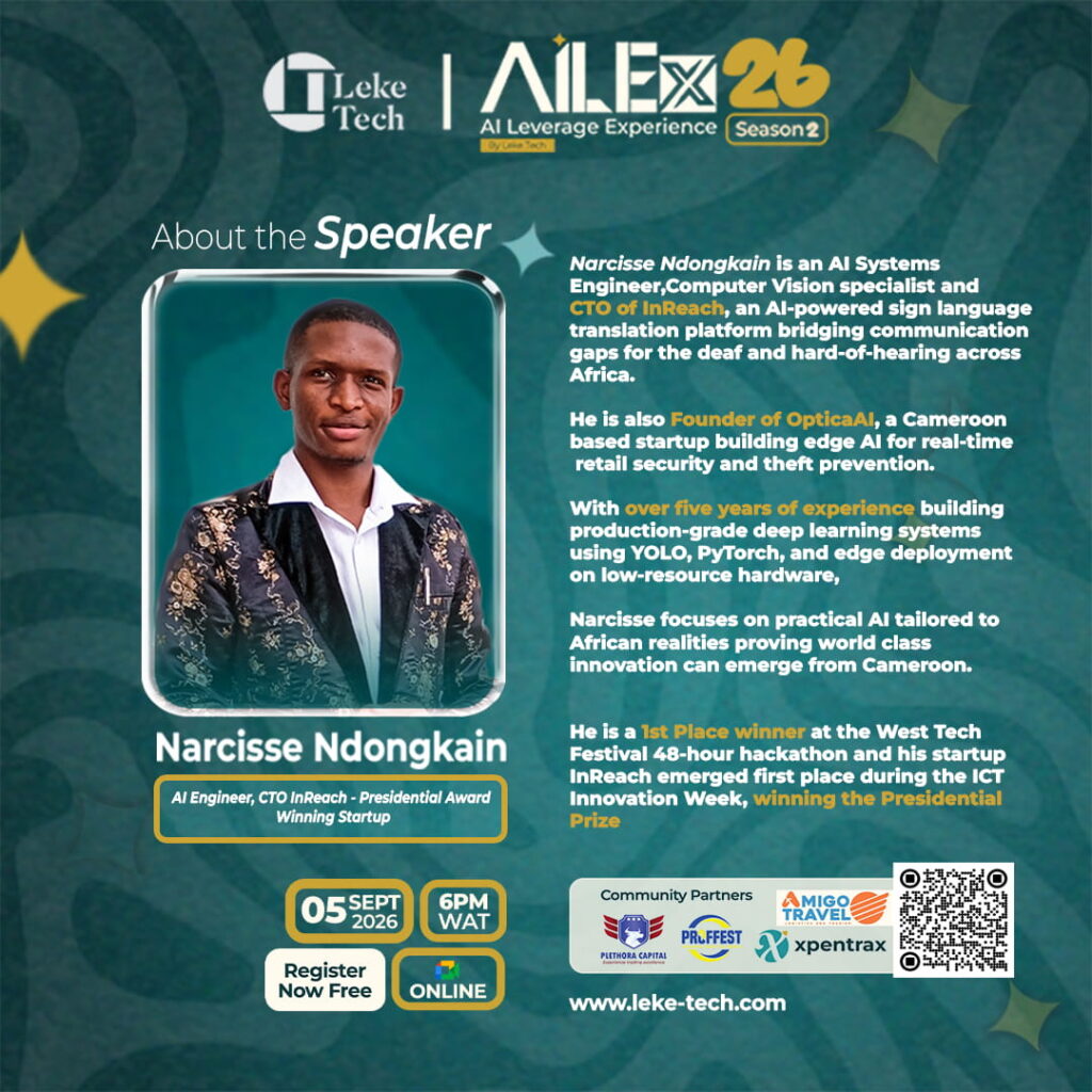 Narcisse, speaker at AILEx26 by Leke Tech